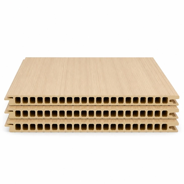 Hollow core cladding panels stack cross section warm oak